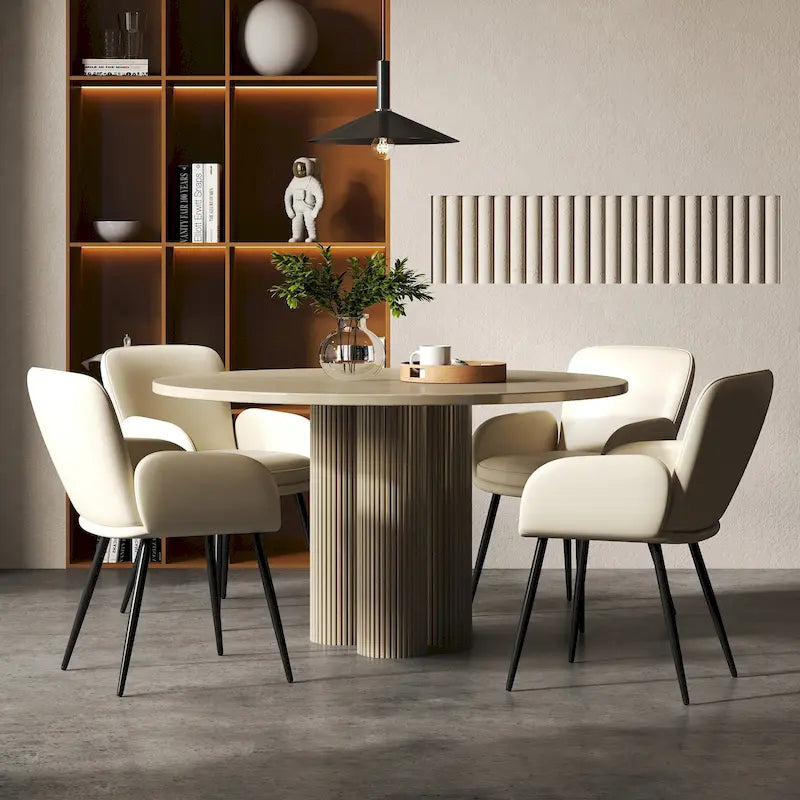 Set of 4 Cat-Scratch Resistant Dining Chairs with Gold Metal Legs