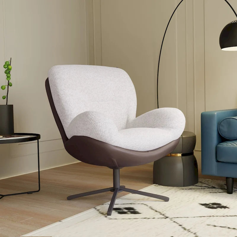 Modern Chenille 360 Swivel Office Chair with Metal Base Frame