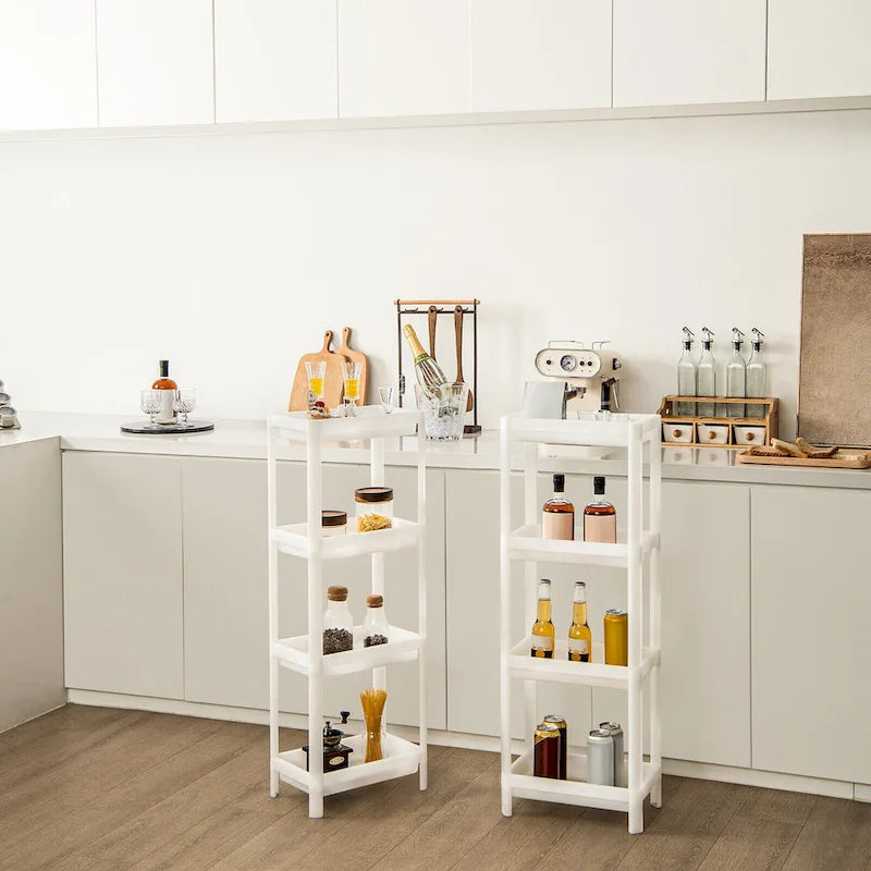 Gymax 2PCS 4 Tier Slim Storage Cart Detachable Kitchen Organizer