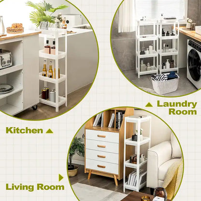 Gymax 2PCS 4 Tier Slim Storage Cart Detachable Kitchen Organizer