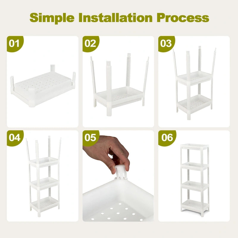 Gymax 2PCS 4 Tier Slim Storage Cart Detachable Kitchen Organizer