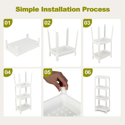 Gymax 2PCS 4 Tier Slim Storage Cart Detachable Kitchen Organizer