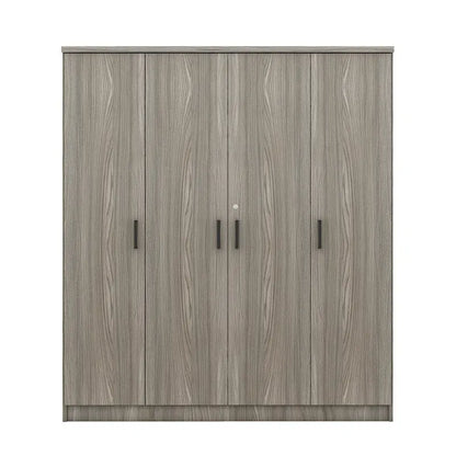 4-Door Wardrobe, Wood Free-Standing Cabinet Closet with Shelves and Drawer, Clothes Organizer for Bedroom Entryway - N/A