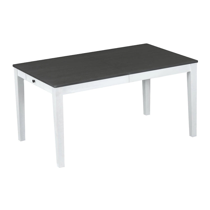 7 Pcs Dining Table Set, Solid Wood Table and Chairs Set with Extendable Dining Table, 2 Drawers and 6 Upholstered Chairs