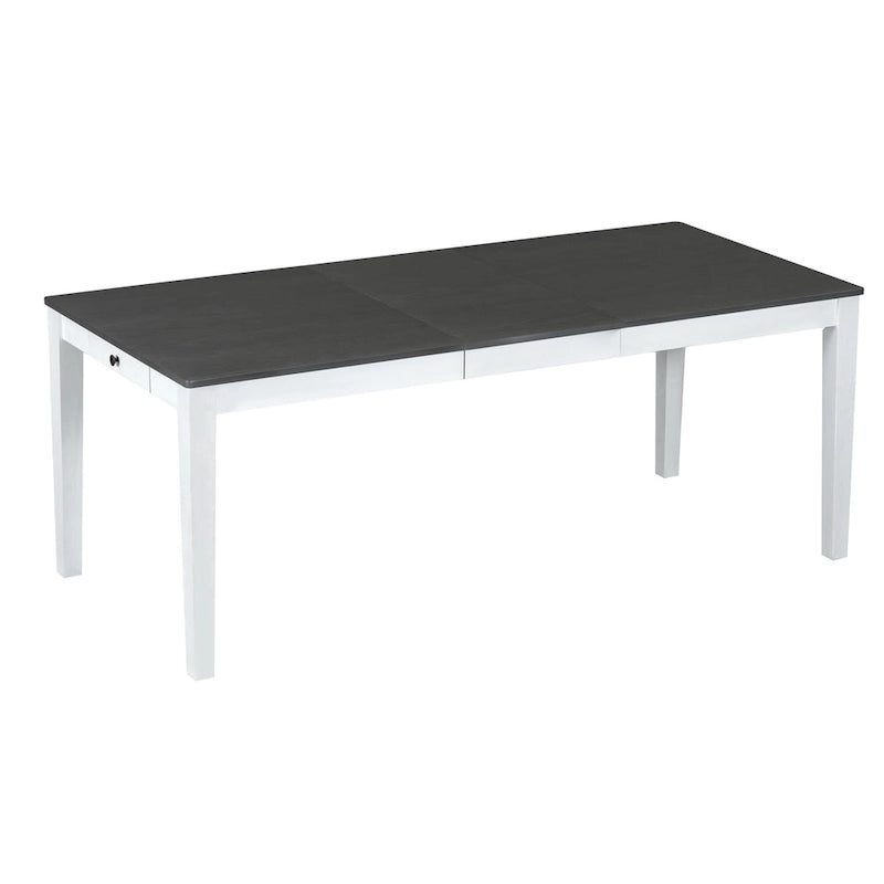 7 Pcs Dining Table Set, Solid Wood Table and Chairs Set with Extendable Dining Table, 2 Drawers and 6 Upholstered Chairs