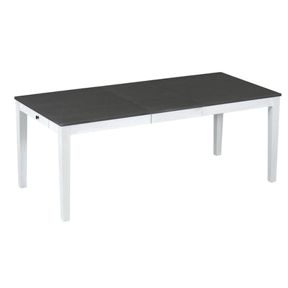 7 Pcs Dining Table Set, Solid Wood Table and Chairs Set with Extendable Dining Table, 2 Drawers and 6 Upholstered Chairs