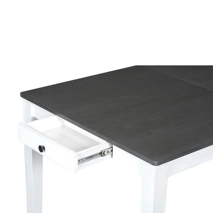 7 Pcs Dining Table Set, Solid Wood Table and Chairs Set with Extendable Dining Table, 2 Drawers and 6 Upholstered Chairs