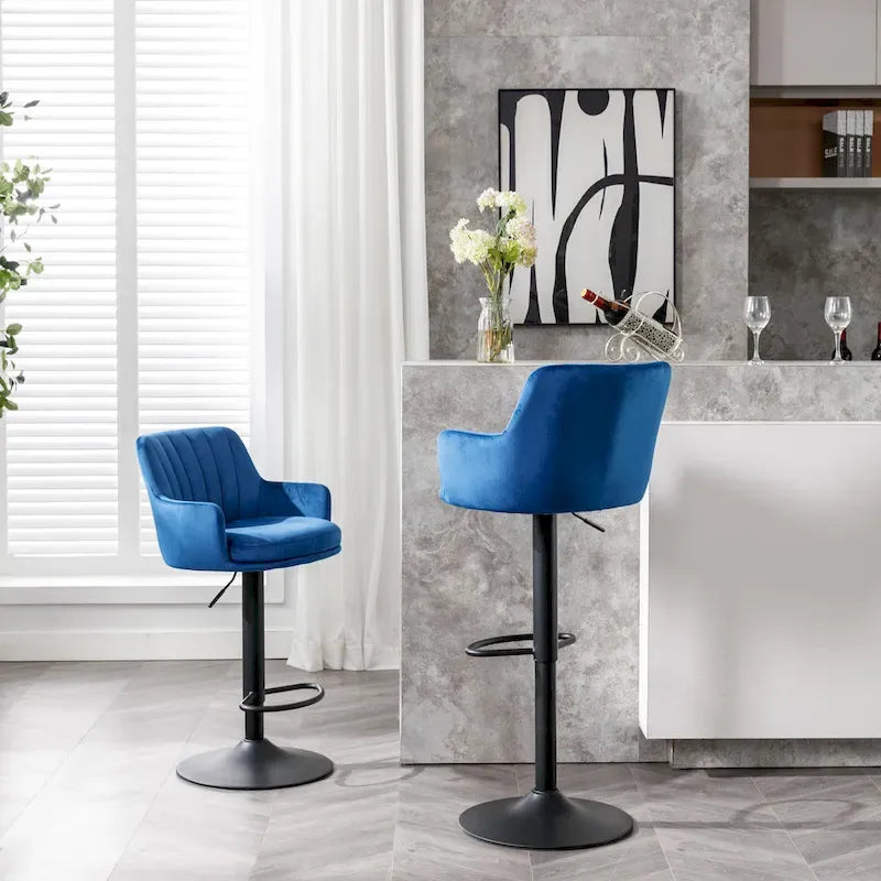 Adjustable Counter Height Bar Stools Set of 2, Swivel Armless Barstools with Footrest, Kitchen Counter Island with Back