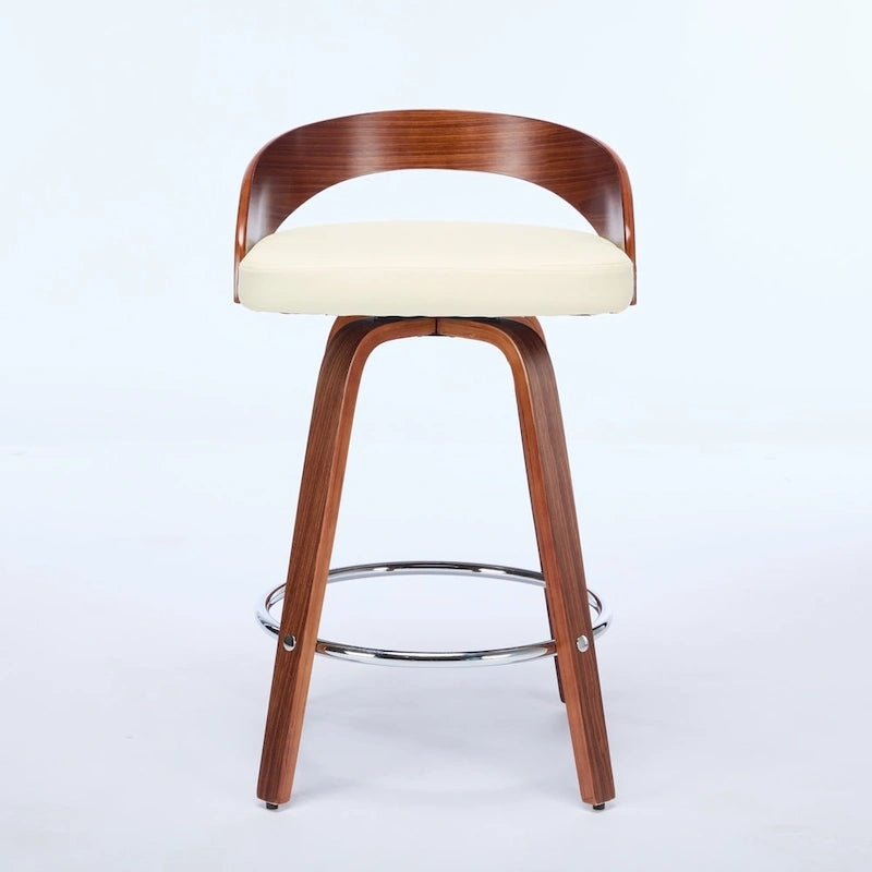 Counter Height Barstools Set of 2, Dining Chairs with Soft Cushion Seat, Kitchen Stool Island with Footstool and Low Back