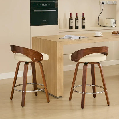 Counter Height Barstools Set of 2, Dining Chairs with Soft Cushion Seat, Kitchen Stool Island with Footstool and Low Back