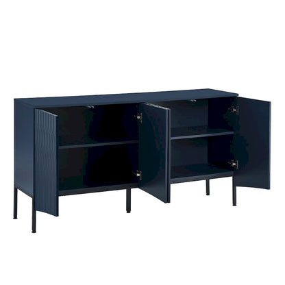 Buffet Cabinet with 4 Curved Bottom Doors, Sideboard Cabinet with Metal Legs, Console Table with Adjustable Shelf