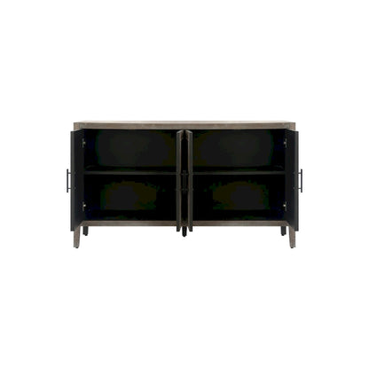 Wood Sideboard Cabinet with Pattern Door, Buffet Cabinet with Adjustable Shelves, Console Table with Solid Wood Legs