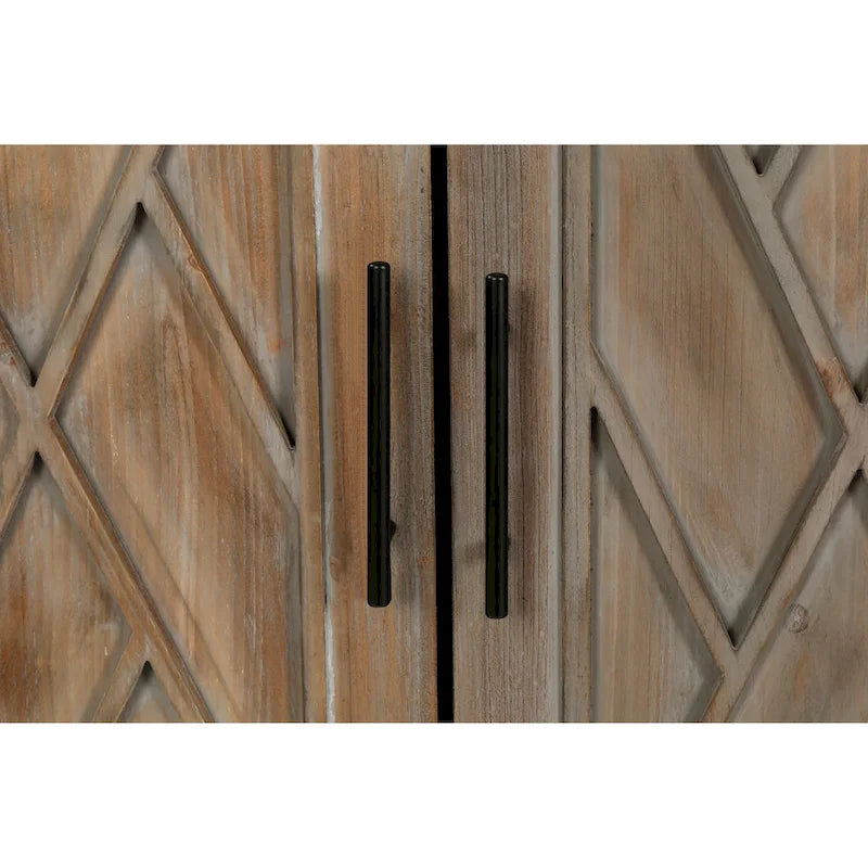 Wood Sideboard Cabinet with Pattern Door, Buffet Cabinet with Adjustable Shelves, Console Table with Solid Wood Legs