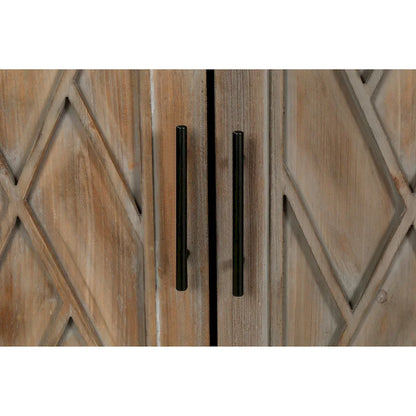 Wood Sideboard Cabinet with Pattern Door, Buffet Cabinet with Adjustable Shelves, Console Table with Solid Wood Legs