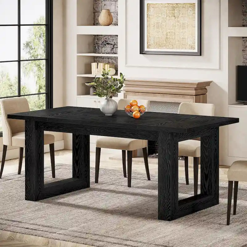63-Inch Rectangular Wood Farmhouse Kitchen Dining Table for 4-6