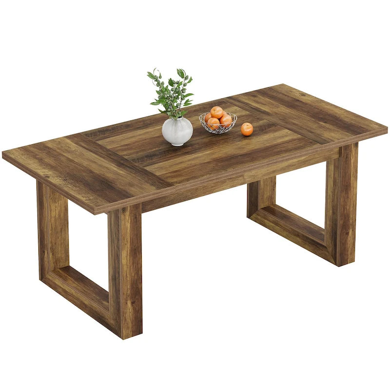 63-Inch Rectangular Wood Farmhouse Kitchen Dining Table for 4-6