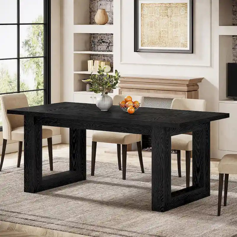63-Inch Rectangular Wood Farmhouse Kitchen Dining Table for 4-6