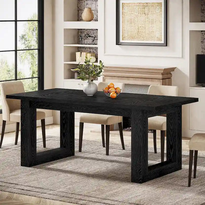 63-Inch Rectangular Wood Farmhouse Kitchen Dining Table for 4-6