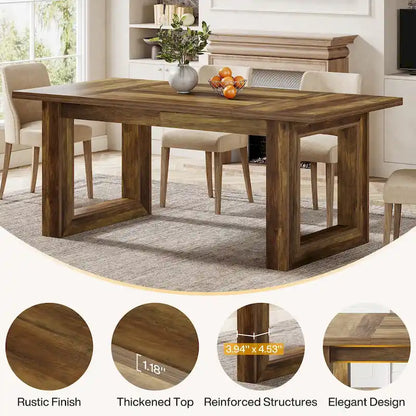 63-Inch Rectangular Wood Farmhouse Kitchen Dining Table for 4-6