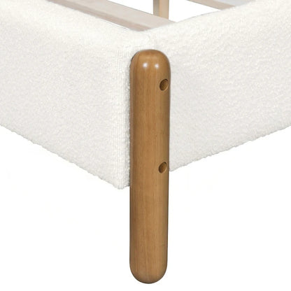Luxurious Upholstered Bed Frame with Sturdy Wooden Legs