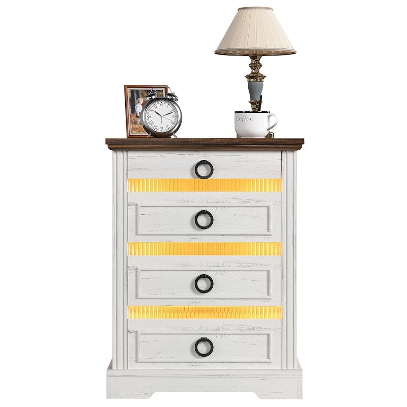 2-Drawer Nightstand With Charging Station and Gun Drawer (Set of 2)