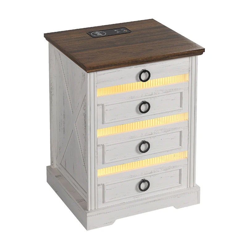 2-Drawer Nightstand With Charging Station and Gun Drawer (Set of 2)