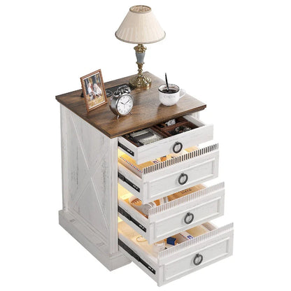 2-Drawer Nightstand With Charging Station and Gun Drawer (Set of 2)