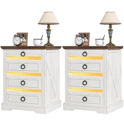 2-Drawer Nightstand With Charging Station and Gun Drawer (Set of 2)