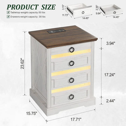 2-Drawer Nightstand With Charging Station and Gun Drawer (Set of 2)