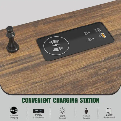 2-Drawer Nightstand With Charging Station and Gun Drawer (Set of 2)