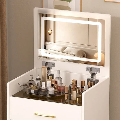 3 in 1 Vanity Desk with open Top Mirror