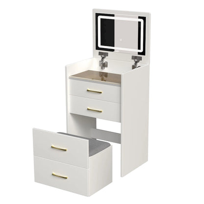 3 in 1 Vanity Desk with open Top Mirror