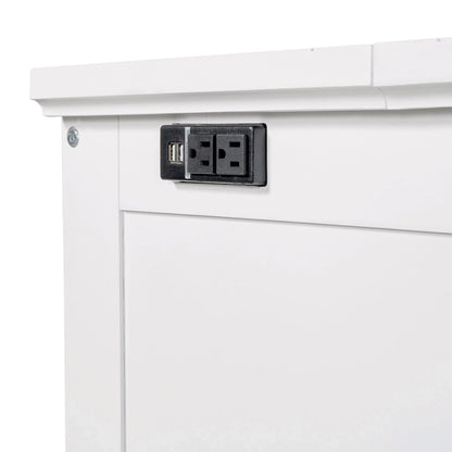 Farmhouse Murphy Bed Convertible Space-Saving Cube Chest Cabinet with Large Drawers and Charging Station, Foldable Platform Bed