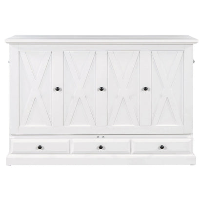 Farmhouse Murphy Bed Convertible Space-Saving Cube Chest Cabinet with Large Drawers and Charging Station, Foldable Platform Bed