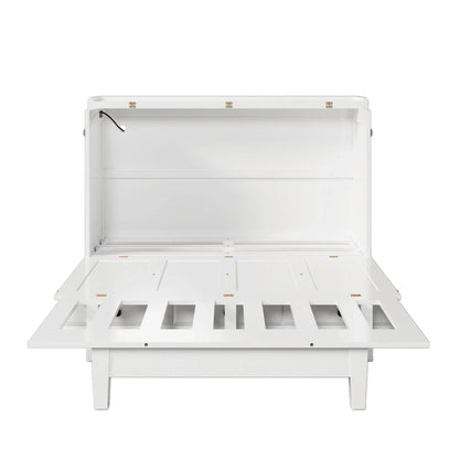 Farmhouse Murphy Bed Convertible Space-Saving Cube Chest Cabinet with Large Drawers and Charging Station, Foldable Platform Bed