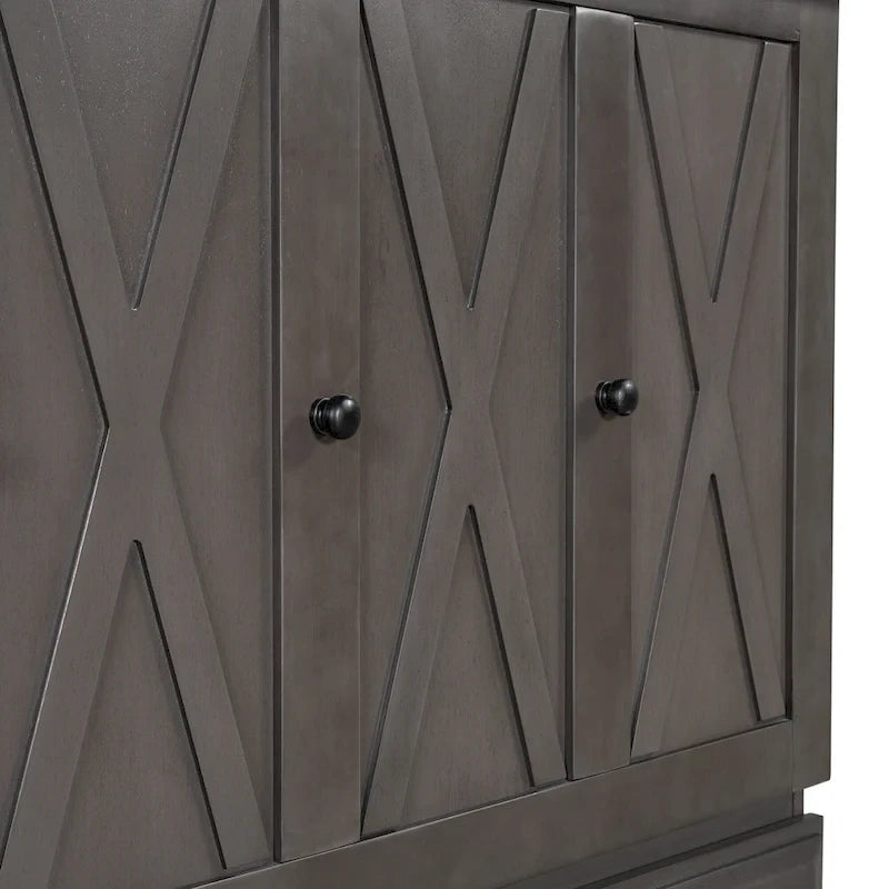 Farmhouse Murphy Bed Convertible Space-Saving Cube Chest Cabinet with Large Drawers and Charging Station, Foldable Platform Bed