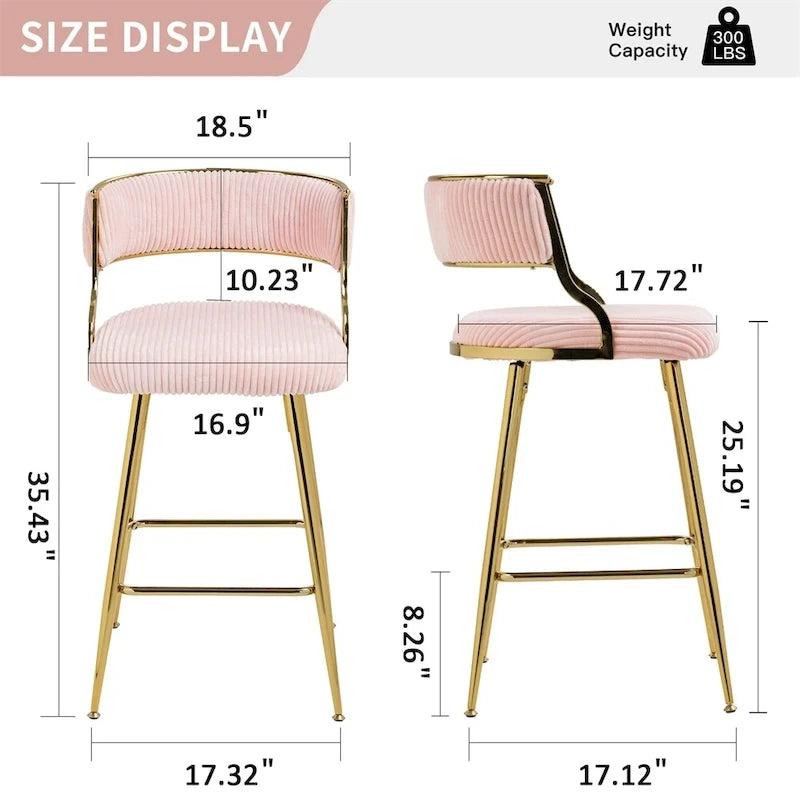 26 Counter Height Bar Stools Corduroy Kitchen Island (Set of 2)
