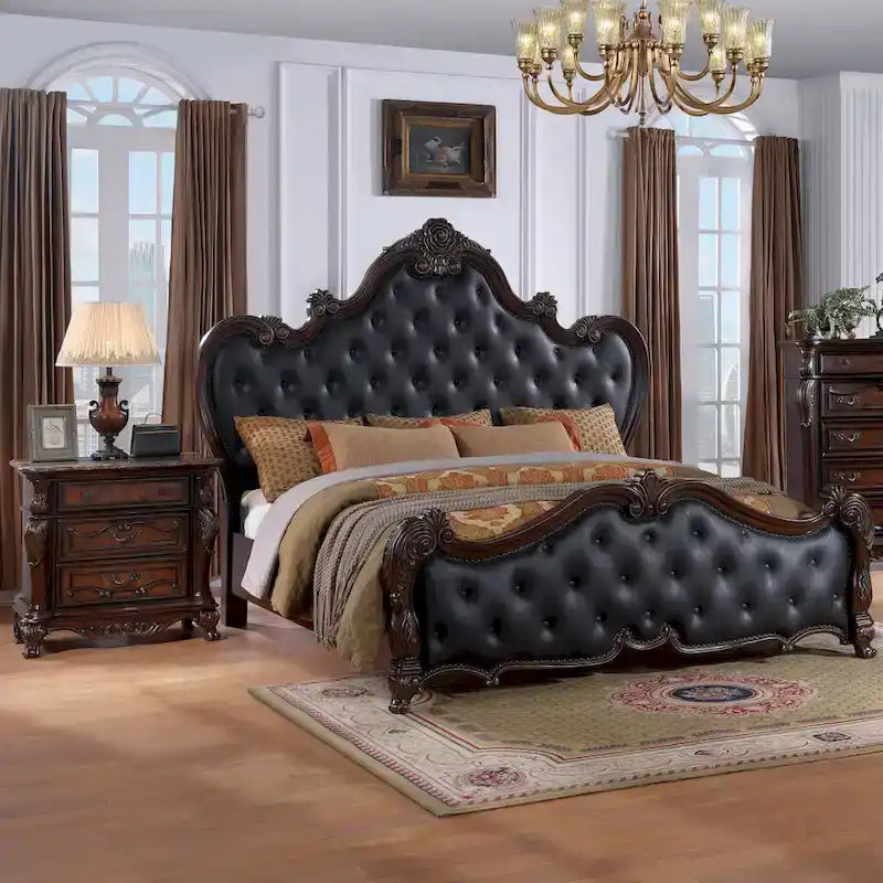 Furniture of America Eugene Traditional 3-Piece Solid Wood Panel Bedroom Set