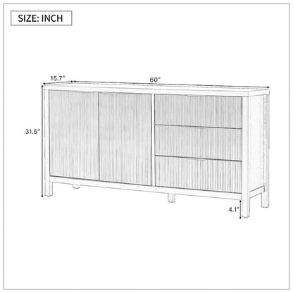 Minimalist Wave-Pattern Sideboard with Functional Storage