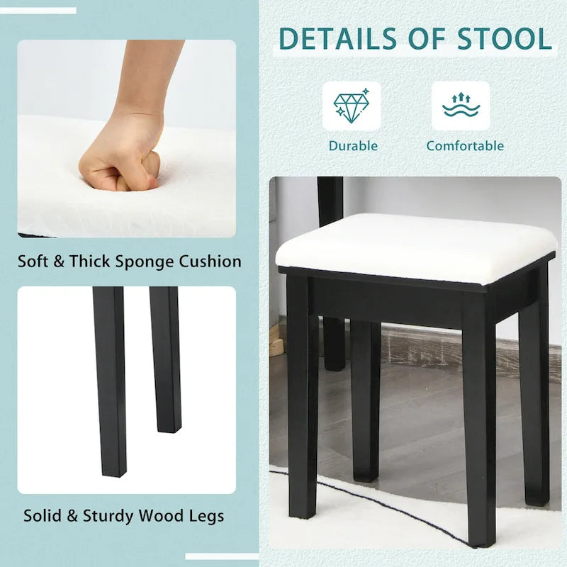 Gymax Vanity Table Set with Lighted Mirror Adjustable 10 Bulbs Dresser - See Details