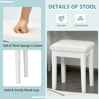 Gymax Vanity Table Set with Lighted Mirror Adjustable 10 Bulbs Dresser - See Details