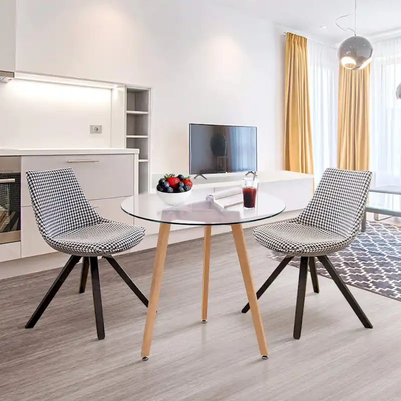 Ivinta Modern Small Dining Table Round Glass Coffee Table Farmhouse Kitchen Table