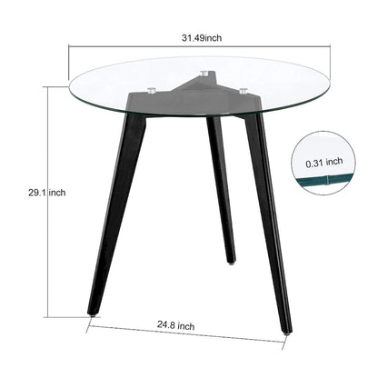 Ivinta Modern Small Dining Table Round Glass Coffee Table Farmhouse Kitchen Table