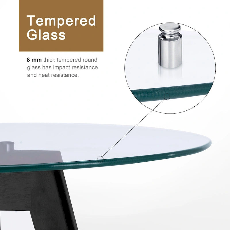 Ivinta Modern Small Dining Table Round Glass Coffee Table Farmhouse Kitchen Table
