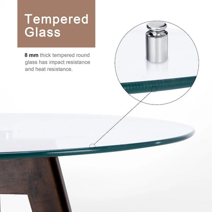 Ivinta Modern Small Dining Table Round Glass Coffee Table Farmhouse Kitchen Table