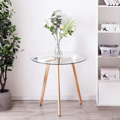 Ivinta Modern Small Dining Table Round Glass Coffee Table Farmhouse Kitchen Table