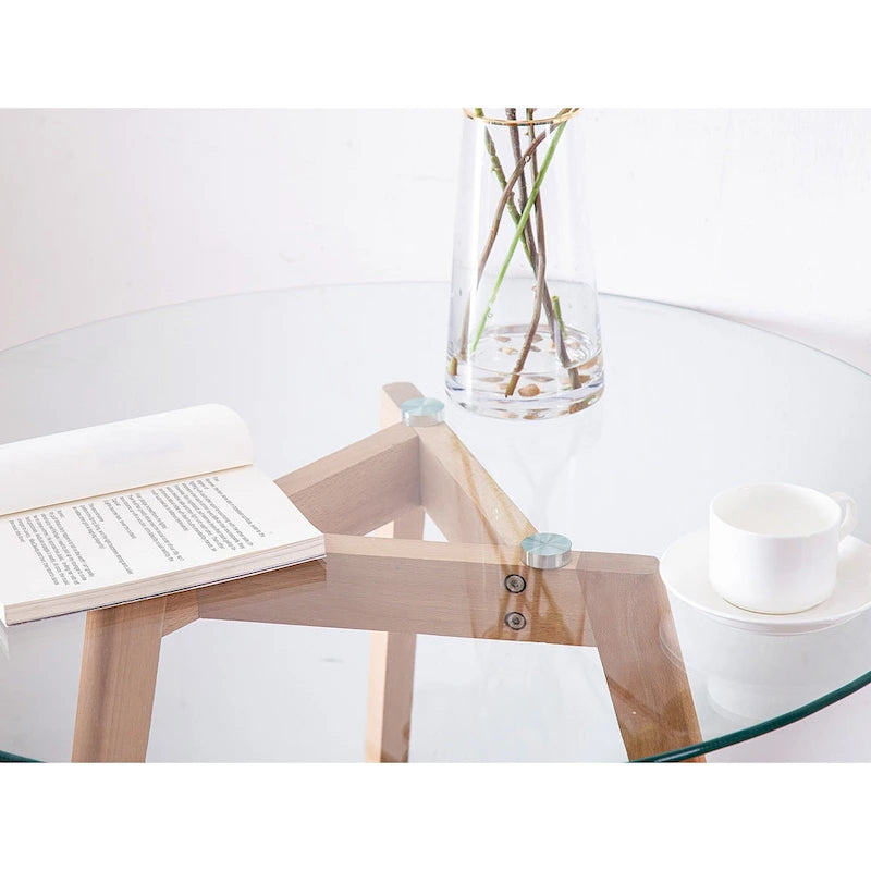 Ivinta Modern Small Dining Table Round Glass Coffee Table Farmhouse Kitchen Table