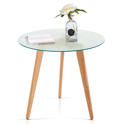 Ivinta Modern Small Dining Table Round Glass Coffee Table Farmhouse Kitchen Table