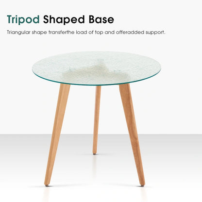 Ivinta Modern Small Dining Table Round Glass Coffee Table Farmhouse Kitchen Table