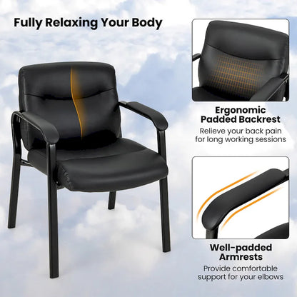 Gymax Set of 10 Waiting Room Chair No Wheels w/ Padded Armrests Guest